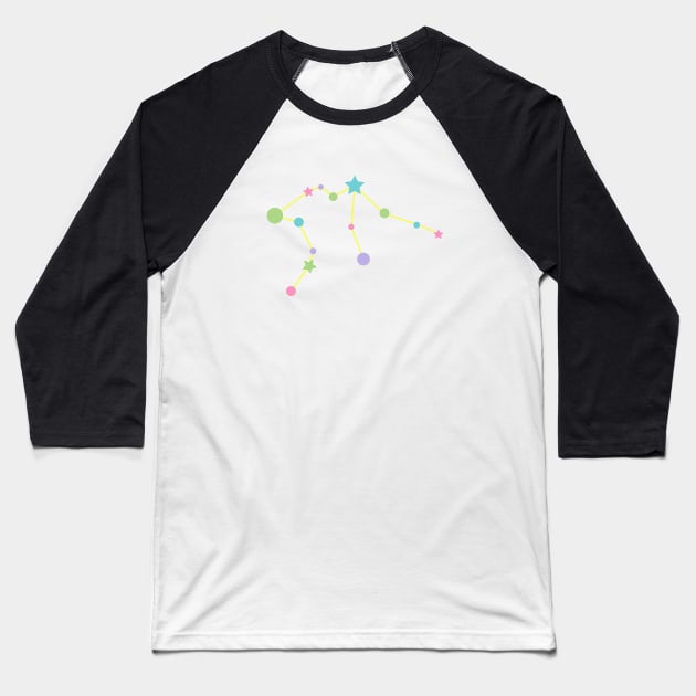 Aquarius Zodiac Constellation in Rainbow Pastels Baseball T-Shirt by Kelly Gigi